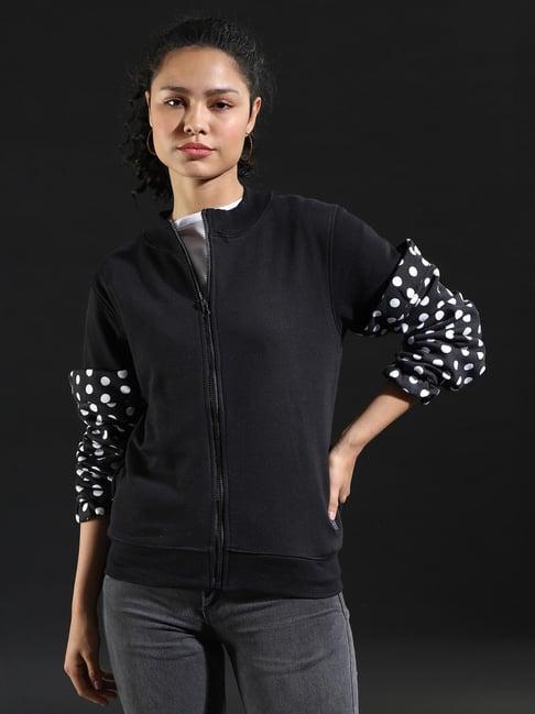 campus sutra black geometric print sweatshirt