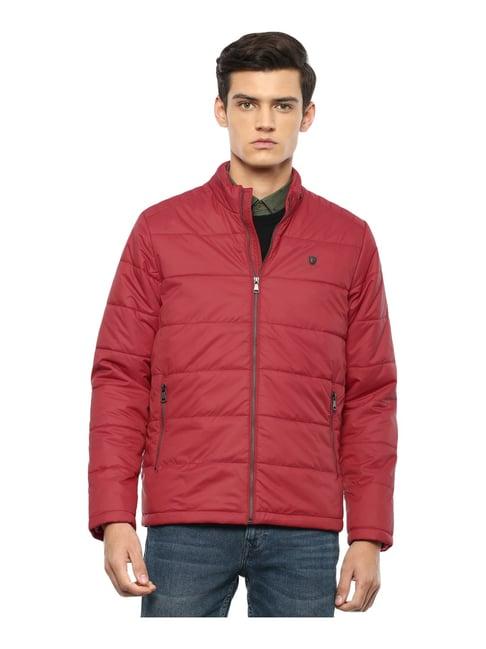 louis philippe red regular fit quilted jacket