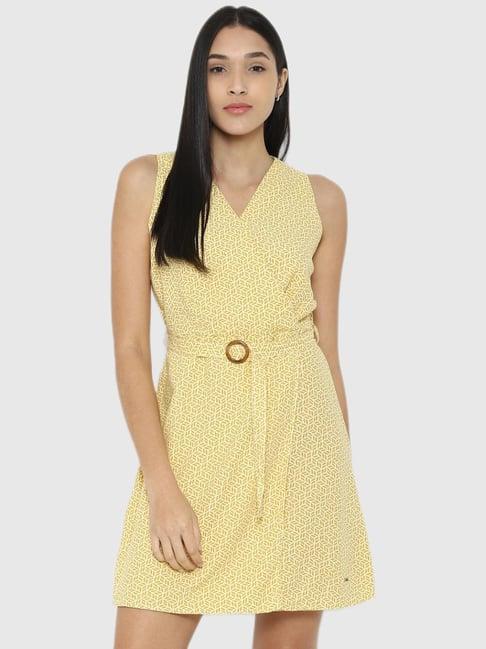 allen solly yellow printed dress