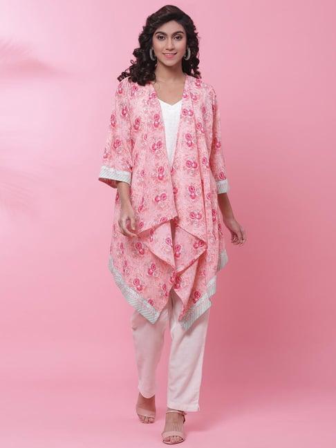 biba pink printed top shrug set