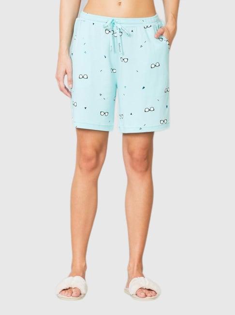 van heusen turquoise printed shorts