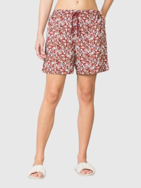 van heusen maroon printed shorts