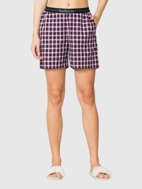 van heusen black checks shorts