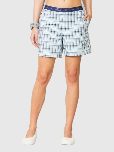 van heusen white checks shorts