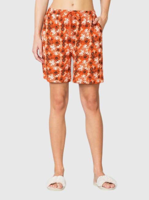 van heusen orange printed shorts