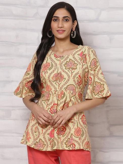 rangriti yellow printed top