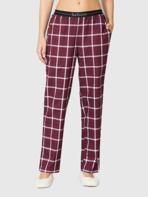 van heusen maroon checks pajamas