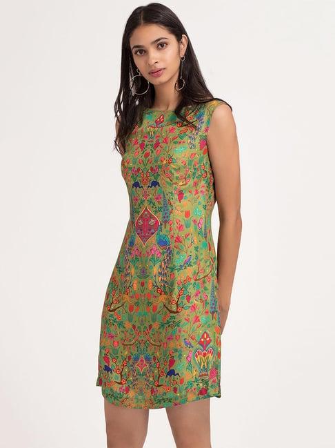 shaye green printed shift dress