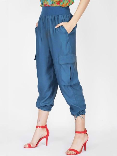 shaye blue relaxed fit elasticated pants