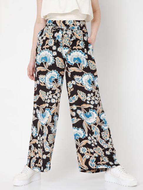 vero moda black floral print pants