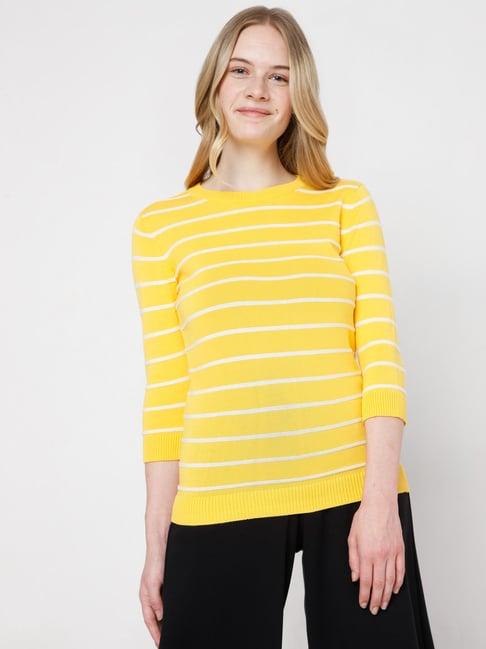 vero moda yellow striped sweater