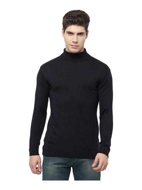 mettle navy roll collar sweater