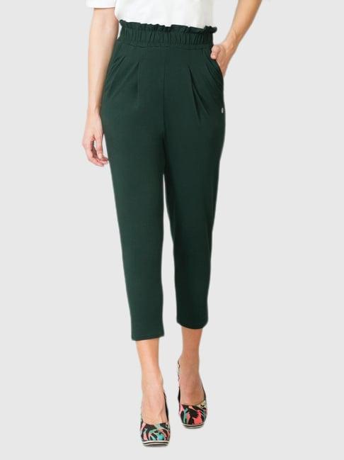 van heusen green slim fit trousers