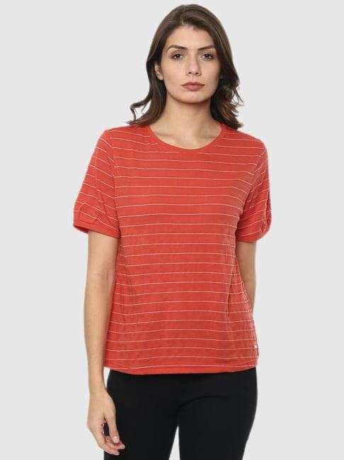 van heusen orange striped top