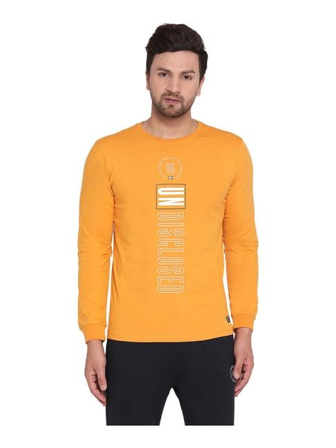 mettle yellow printed crew t-shirt