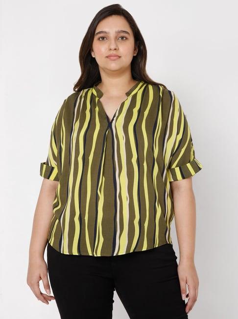 vero moda curve ivy green striped top