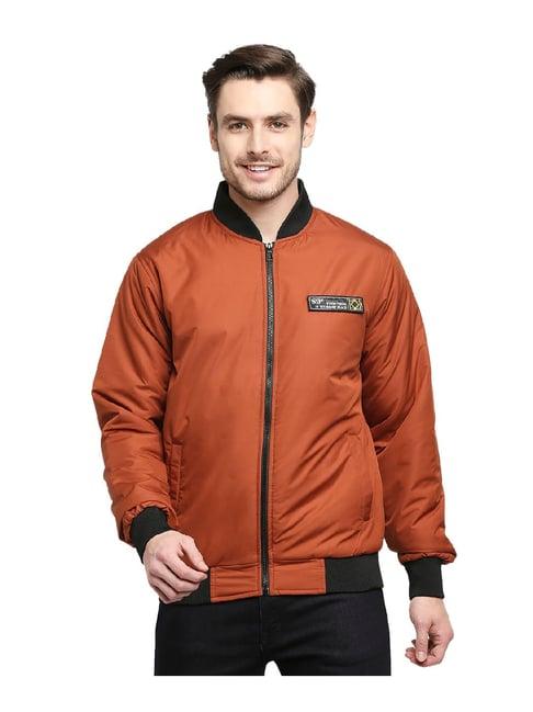 spykar rust regular fit bomber jacket