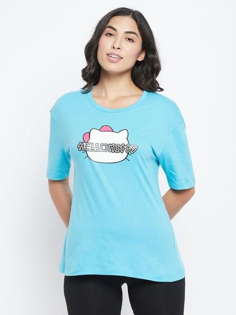 clovia blue printed t-shirt