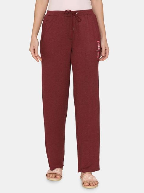 zivame maroon textured pyjamas