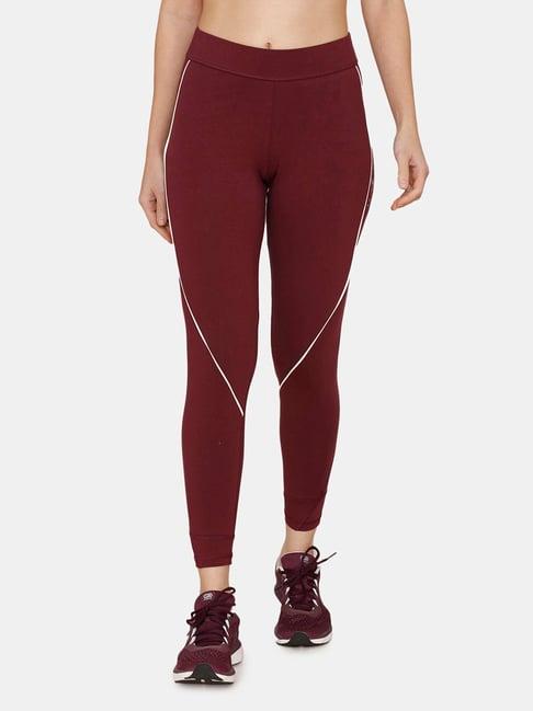 zelocity by zivame wine relaxed fit tights