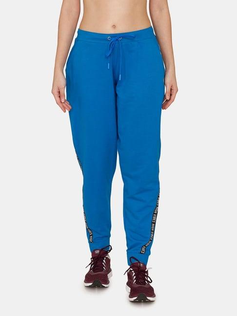 zelocity by zivame blue graphic print trackpants