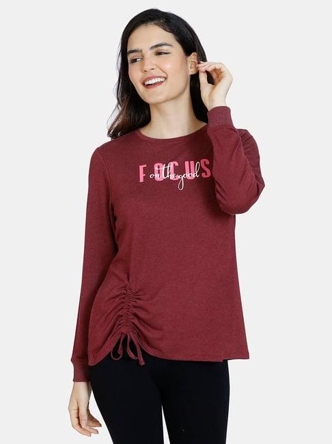 zivame maroon graphic print top