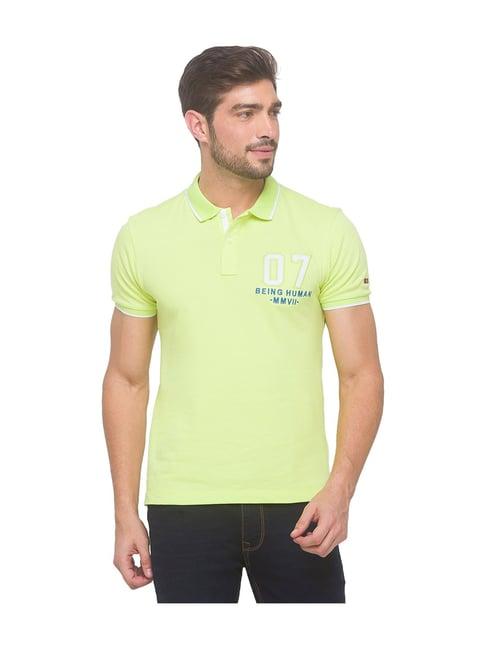 being human wax yellow short sleeves polo t-shirt