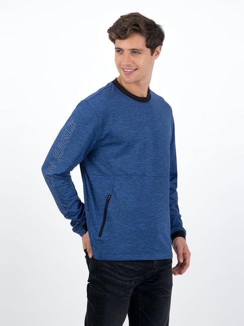 american eagle blue regular fit printed sweatshirt