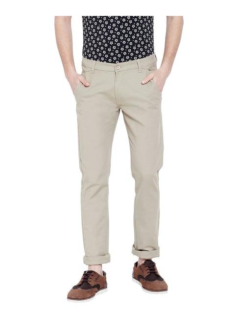 duke light khaki slim fit flat front trousers