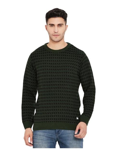 duke green self design sweater