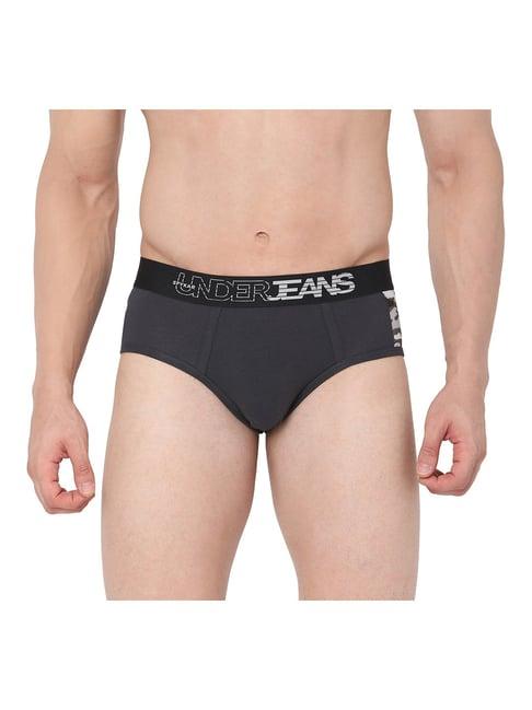 underjeans by spykar dark grey printed briefs