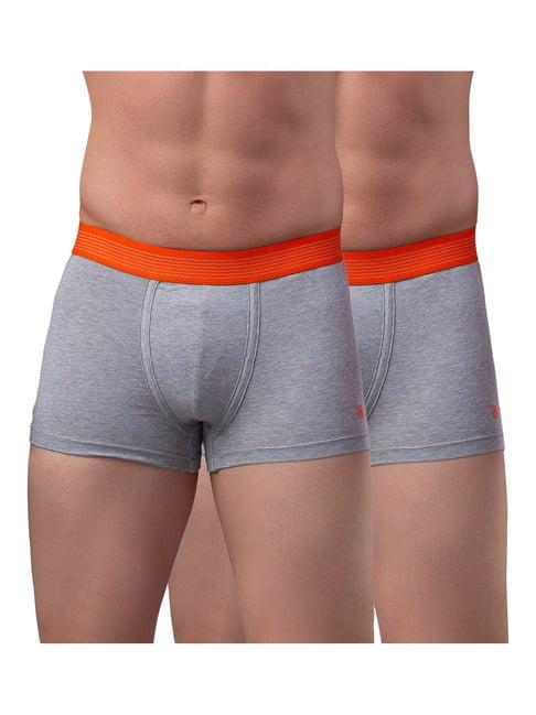 underjeans by spykar grey & orange trunks - pack of 2