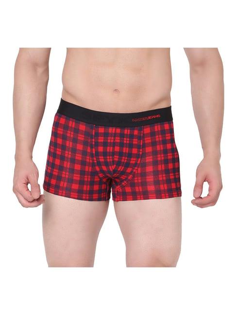 underjeans by spykar red & blue check trunks