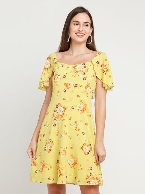 zink london yellow floral print dress