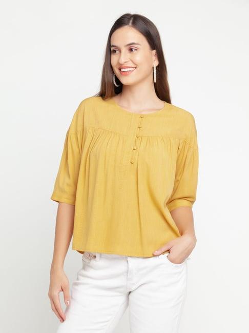 zink london yellow straight fit top