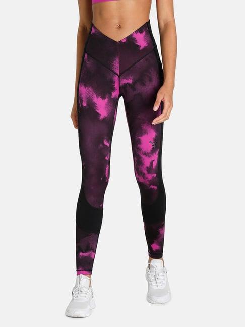 puma pink & black printed tights