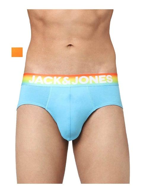 jack & jones exotic orange & river blue regular fit briefs - pack of 2