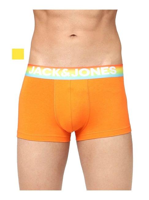 jack & jones cyber yellow & exotic orange regular fit trunks - pack of 2