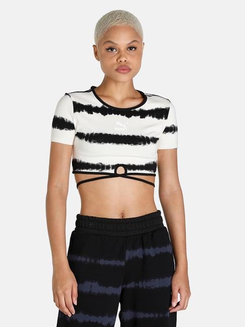 puma white & black tie - dye crop top