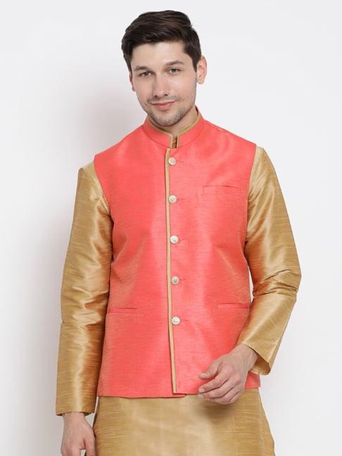 vastramay coral straight fit nehru jacket