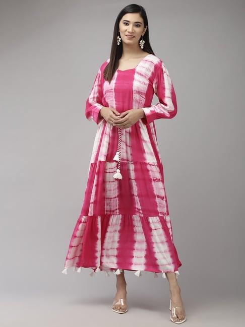 yufta pink print a-line dress