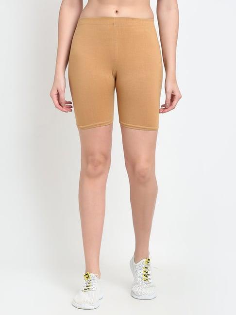 gracit beige cotton sports shorts