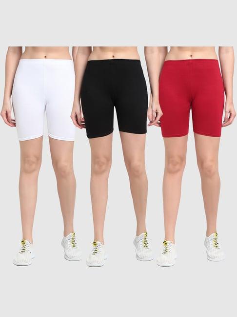 gracit black & maroon cotton sports shorts - pack of 3