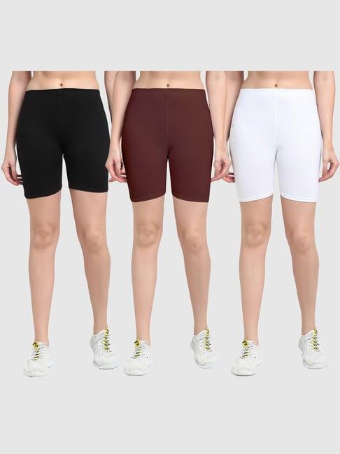 gracit black & brown cotton sports shorts - pack of 3