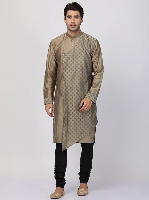 vastramay beige comfort fit printed kurta set