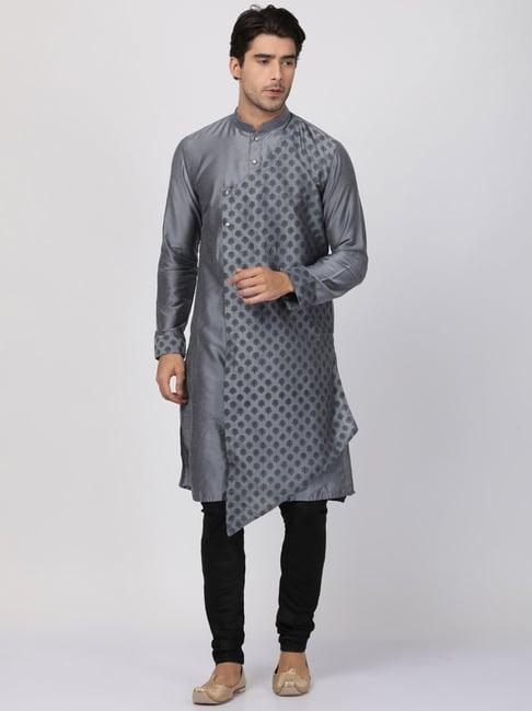 vastramay grey comfort fit printed kurta set