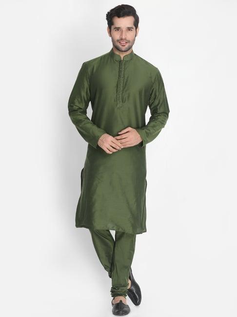 vastramay green straight fit kurta set