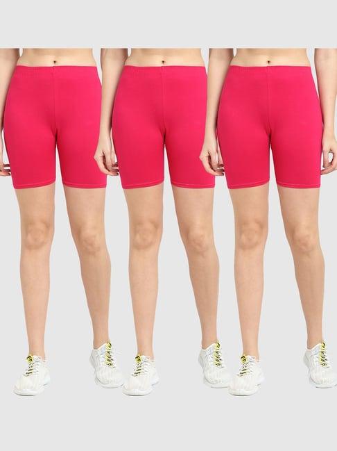 gracit pink cotton sports shorts - pack of 3