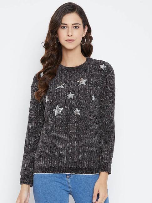 duke dark grey embellished sweater