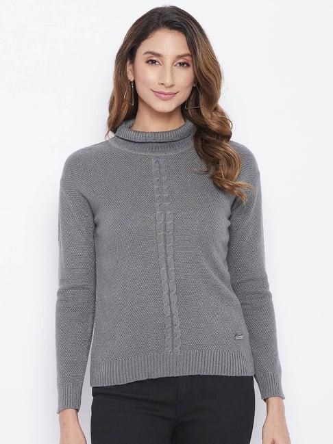 duke dark grey self design sweater